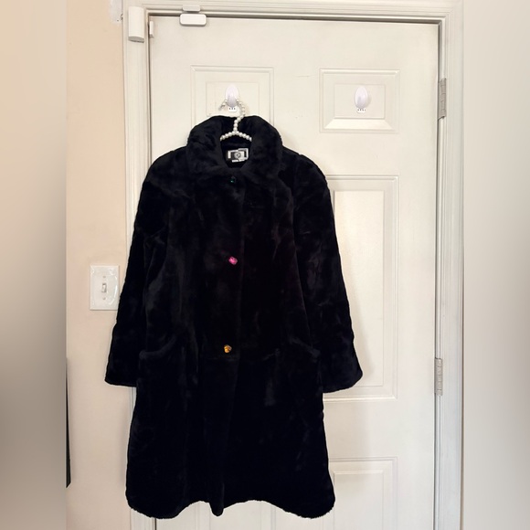 VTG Young Gallery Black Faux Fur Coat Size M - Picture 6 of 14